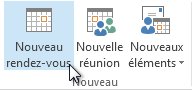 Commande Nouveau rendez-vous sur le ruban