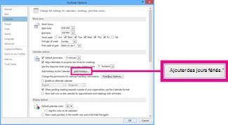 Options de calendrier dans Outlook en mode Backstage