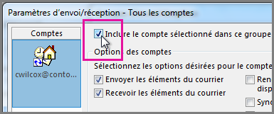 Suppression d’un compte d’un groupe d’envoi/réception