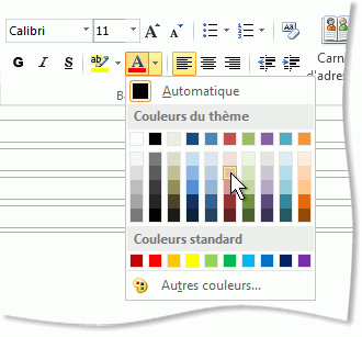 Palette Couleur de police dans le ruban