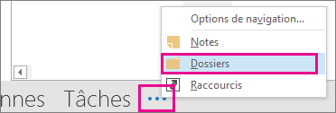 Pour afficher le dossier dans la barre de navigation