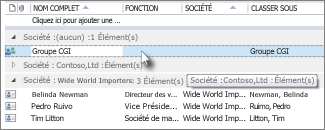 Double-cliquer sur le groupe de contacts