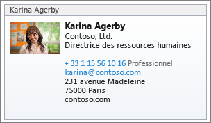 VCard d’un contact