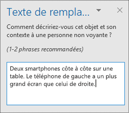 Volet Texte de remplacement dans Outlook pour Windows.