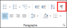 Le bouton de la commande Afficher/Masquer les marques de mise en forme ressemble à une marque de paragraphe.