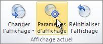 Commande Afficher les paramètres dans le ruban