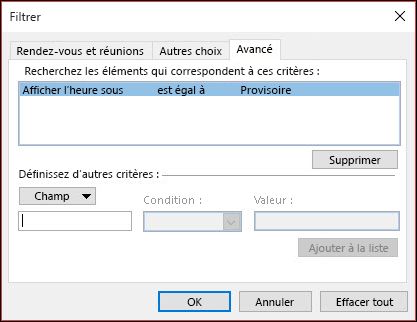 Choisissez dans n’importe quel champ de rendez-vous disponible.
