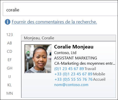Sélectionnez un contact.
