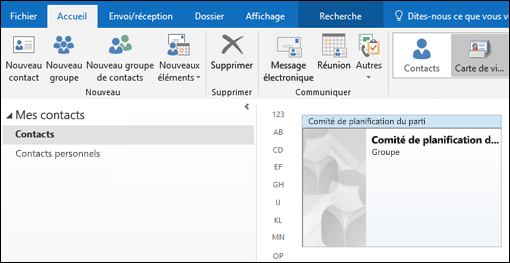 Double-cliquez sur un groupe de contacts pour ajouter des membres.