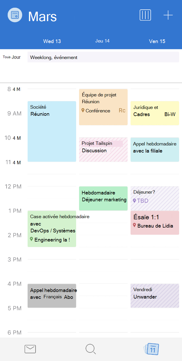 Catégories de calendrier