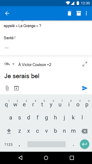 Composer un e-mail dans Outlook Mobile