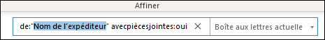 Rechercher De et les pièces jointes