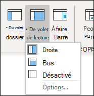 La capture d’écran montre les options de disposition du volet de lecture.