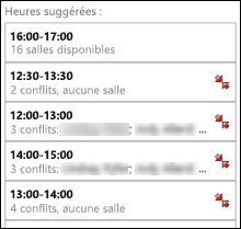 Heures suggérées