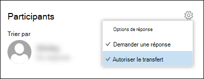 Capture d’écran de l’option Autoriser le transfert