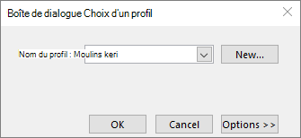 Sélectionnez la boîte de dialogue Choix d’un profil avec le nom du nouveau profil