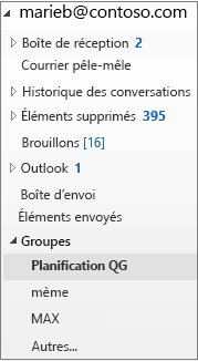Sélectionner un groupe sur la navigation de gauche