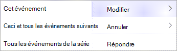 Choisissez Modifier ou Annuler dans le menu contextuel.