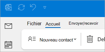 Capture d’écran du nouveau contact sur le ruban d’Outlook classique