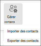 Sélectionnez Importer des contacts dans le menu Gérer