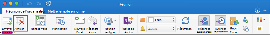 Bouton Annuler une réunion