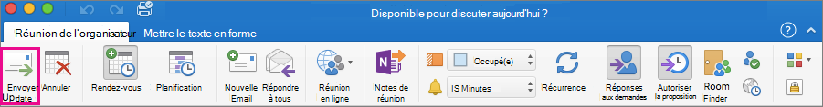 Bouton Envoyer la mise à jour