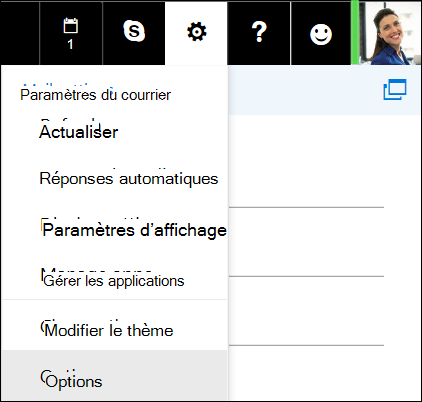 Options des paramètres d’Outlook sur le web