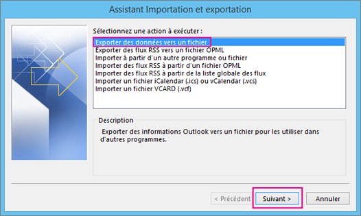 Choisissez Exporter vers un fichier.