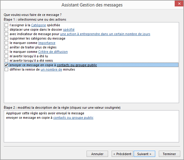 Sélectionner une ou plusieurs actions
