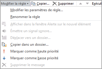 Modifier les paramètres de règle