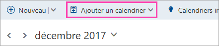 Capture d’écran du bouton Ajouter un calendrier