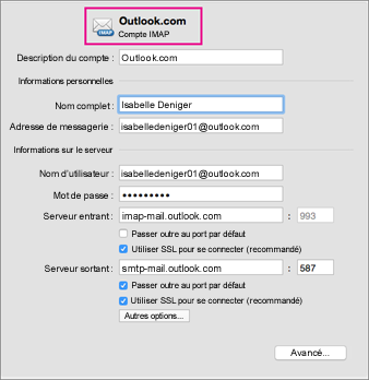 Créer un compte IMAP
