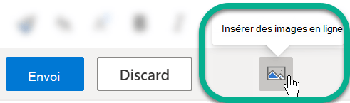 Sous le corps du message, sélectionnez le bouton Insérer des images en ligne.