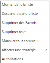 Capture d’écran montrant le menu contextuel ou contextuel qui s’affiche lorsque vous cliquez avec le bouton droit sur la boîte de réception Courrier.