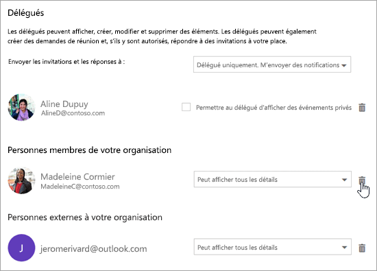Boîte de dialogue Partager ce calendrier