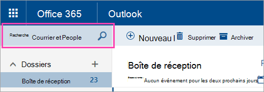 Capture d’écran de la zone Rech. dans les messages et contacts
