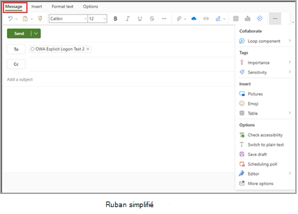 vue Outlook sur le web.