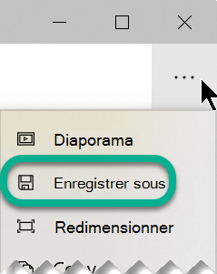 Dans la barre d’outils, sélectionnez les points de suspension pour ouvrir le menu Afficher plus, puis sélectionnez Enregistrer sous.