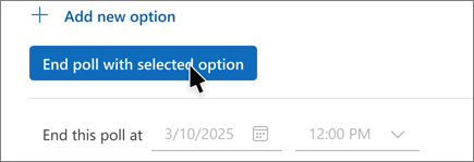 Vue Organisateurs d’un sondage de planification avec le bouton Terminer le sondage