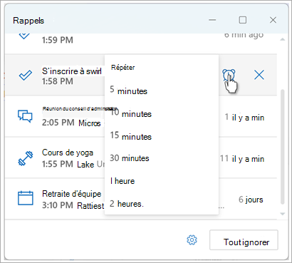 Définir des rappels dans outlook capture d’écran huit