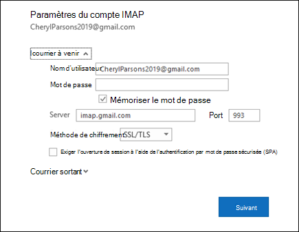 Sélectionnez Paramètres du serveur pour modifier votre nom d’utilisateur, votre mot de passe et les paramètres du serveur.