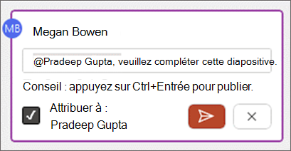 Affecter à case activée zone dans le corps du commentaire.