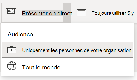 Sélection de l’audience pour la présentation en direct