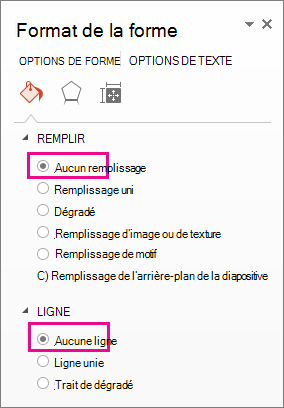 Volet Format de la forme