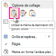 Options de collage : Utiliser le thème de destination