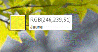 Numéros des couleurs RVB sélectionnées à l’aide du compte-gouttes
