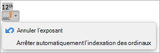 Affiche l’option permettant d’arrêter automatiquement les exposants ordinaux