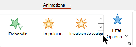 Bouton Autres sous l’onglet Animations