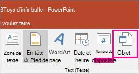 object selection on insert tab