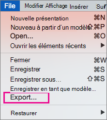 PoweRPoint 2016 for Mac File Export